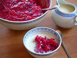 Place of origin Denmark and Germany Main ingredients Potato starch, red summer berries, black cherries, sugar